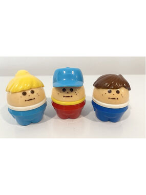 Vintage Little Tikes Toddle Tots Figures Lot of 3 Girl Boys Blue Red 1980s